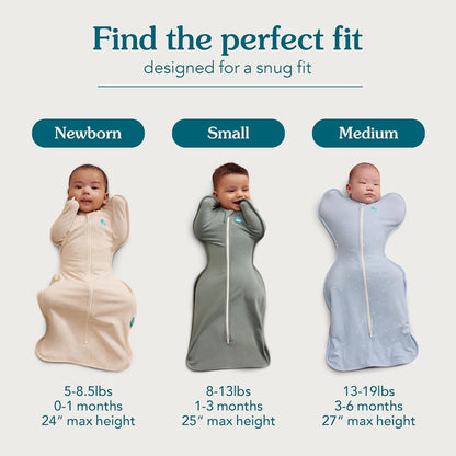 Love To Dream™ Swaddle UP™, Tamanho Pequeno (3,5-6 kg) - Lamb's Best Friend Carvão | Ajuste perfeito, promove um sono saudável | 2,5 Tog Ideal para o inverno e outono (16-20 °C) | Algodão e lã orgânicos, lavável à máquina