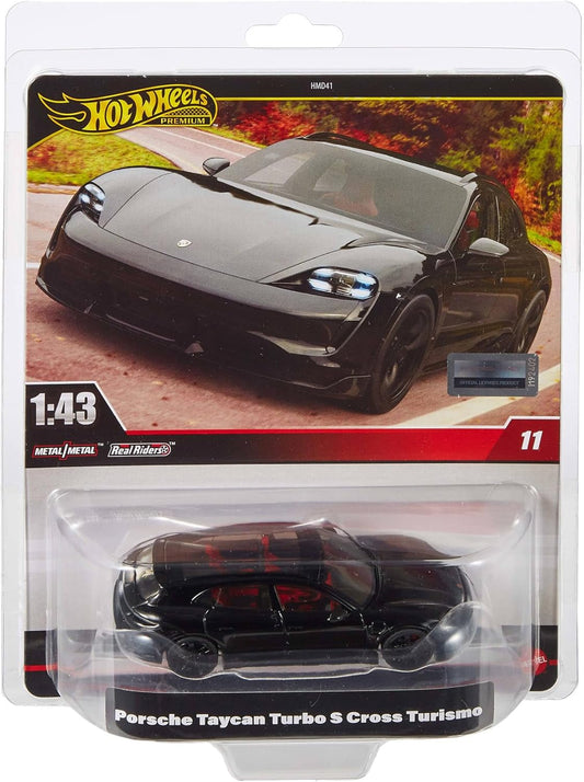 Hot Wheels Premium Porsche Taycan Turbo S Cross Turismo, escala 1:43, réplica oficialmente licenciada para colecionadores adultos, pneus Real Riders, carroceria e chassi em metal, HWT10