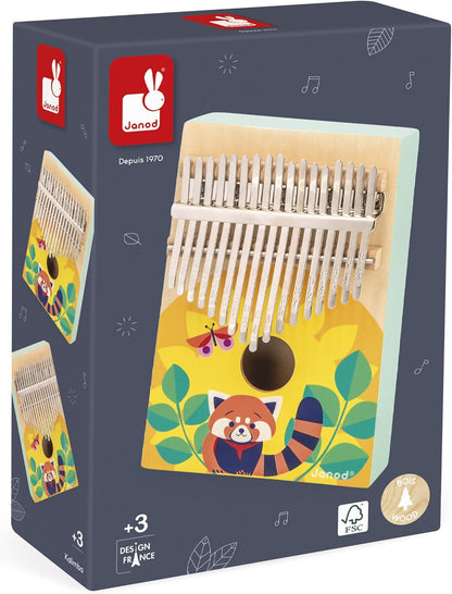 Janod - Kalimba de Madeira - Brinquedo de Imitação Musical - 17 Teclas de Metal - Kalimba Infantil com Sons Suaves - A partir de 3 Anos, J07659