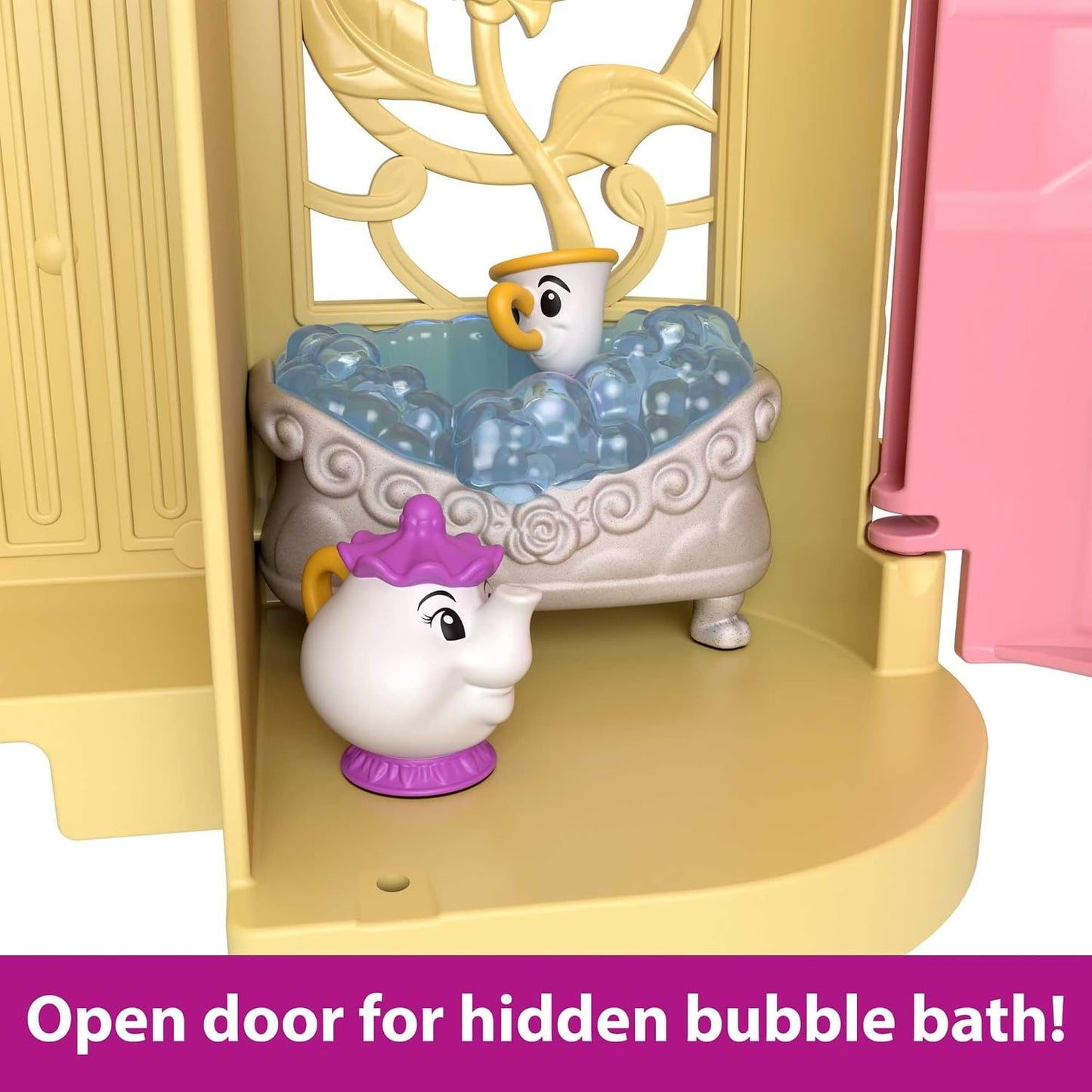 Mattel Conjunto de Brinquedo Casa de Bonecas Disney Princess Belle Storytime Stackers da | Boneca pequena articulada da Bela com saia removível, 4 personagens amigos e 4 acessórios, inspirado no filme da Disney, JDP54
