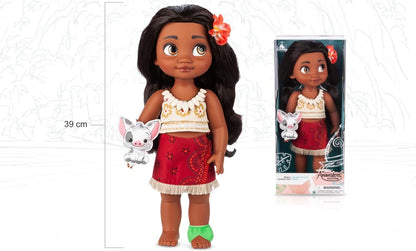 Disney Store Coleção oficial do animador de boneca Moana, 39 cm / 15 ”com cabelo e roupa enraizados realistas, brinquedo macio Pua de cetim acolchoado, boneca infantil colecionável, brinquedo adequado para maiores de 3 anos