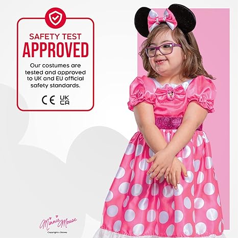 DISGUISE Fantasia adaptativa oficial da Minnie Mouse rosa da Disney, fantasias adaptativas para crianças