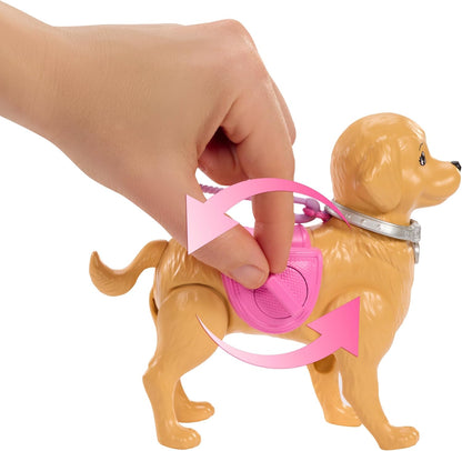 Barbie Conjunto de Brinquedo Cachorrinho Anda e Faz Cocô, Inclui Cachorro de Brinquedo que Anda e Faz Cocô, Boneca Malibu, Pá para Cocô e Acessórios para Pets, JJB46