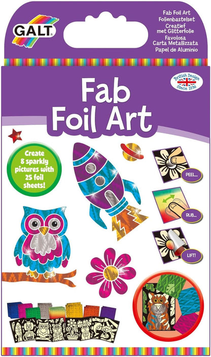 Galt Toys, Fab Foil Art, Kit de artesanato para crianças, a partir de 6 anos e brinquedos, Galt Fab Foil Art, kits de artesanato criativo para crianças e conjunto de atividades divertidas de arte em folha para crianças, meninas e meninos.