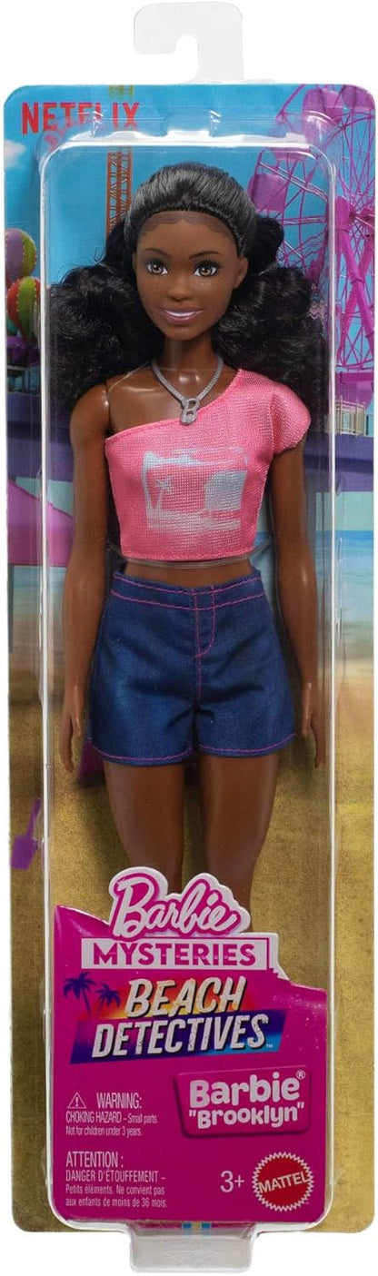 Barbie Mistérios: Detetives da Praia Brooklyn - Boneca Fashion com Roupa Exclusiva Removível e Acessórios, Incluindo Colar, JFV64
