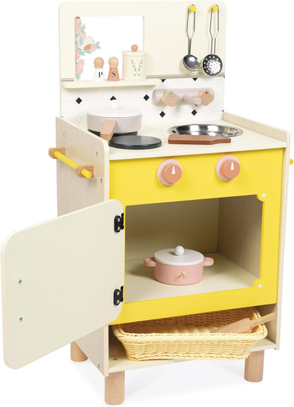 Janod - Cozinha infantil grande de madeira equipada com 2 fornos, Janod - Cozinha infantil de madeira equipada com forno, anod - Kitchenette infantil de madeira - Cozinha de brincar compacta para crianças - Equipada com forno