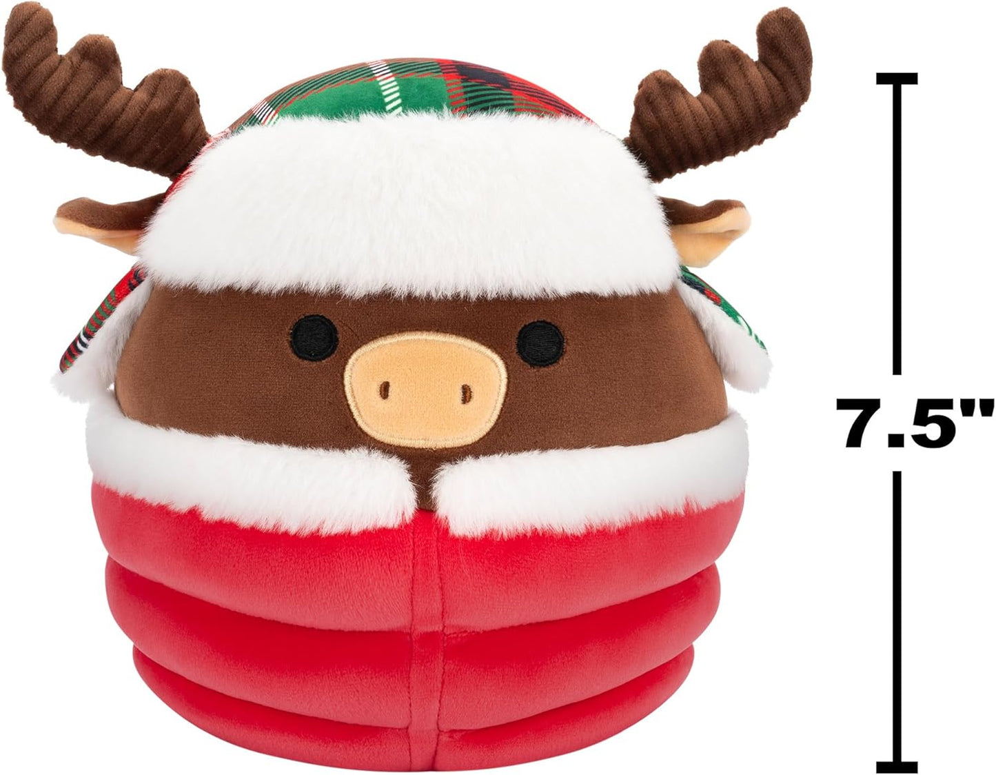 Squishmallows Original Maurice the Brown Moose de 7,5 polegadas com jaqueta Puffer