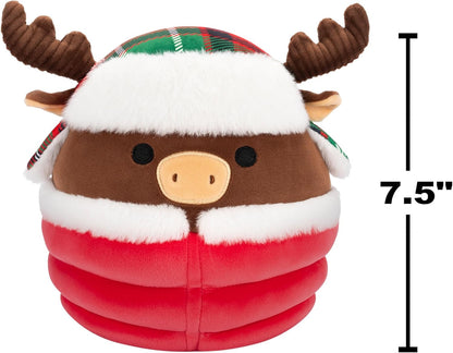 Squishmallows Original Maurice the Brown Moose de 7,5 polegadas com jaqueta Puffer