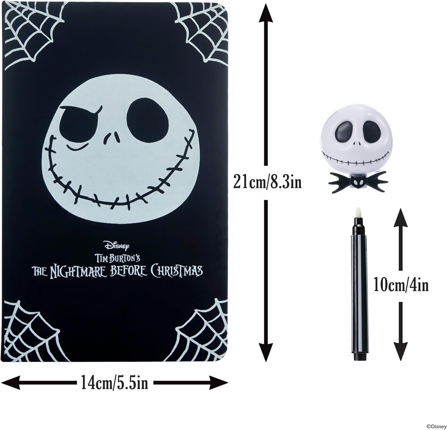 UAU! Coisas da Disney O Estranho Mundo de Jack Diário Secreto de Jack | Caneta de Tinta Invisível e Lanterna Reveladora UV | Caderno Oficial Licenciado para Presente para Fãs e Crianças