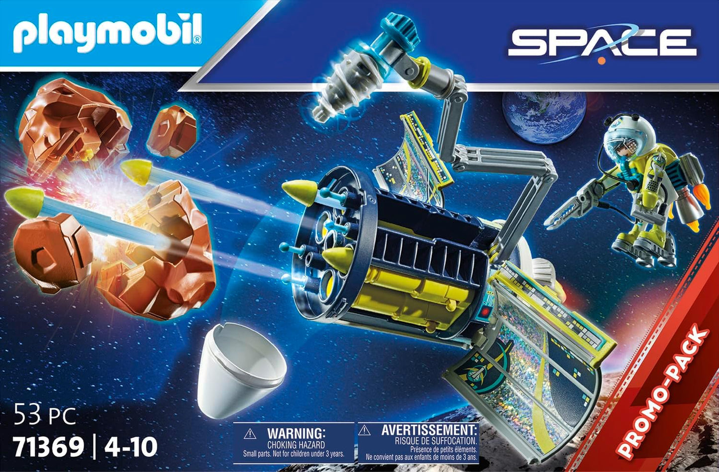 Playmobil Pacote promocional 71369 Space Meteoroid Destroyer, missão no espaço sideral, dramatização divertida e imaginativa, conjunto de jogos adequado para crianças de 4 anos ou mais
