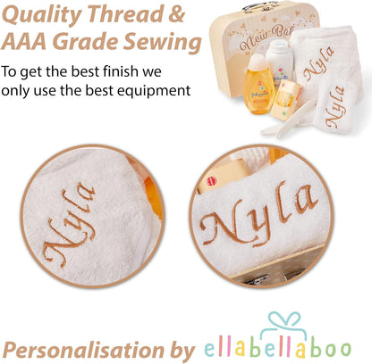 Conjunto de presentes personalizados para bebês: presentes personalizados para bebês, conjunto de banho para bebês, presentes personalizados para recém-nascidos, itens essenciais para recém-nascidos