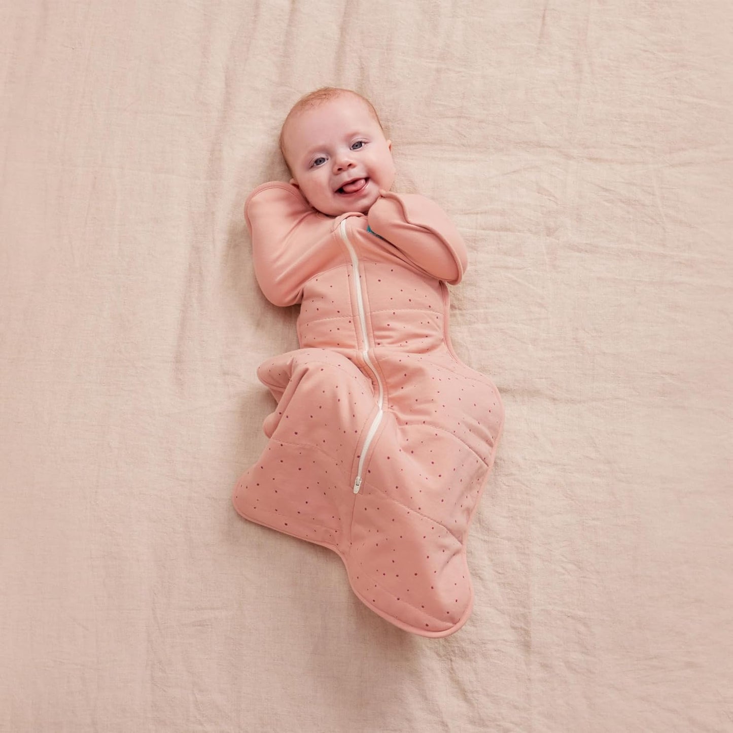 Love To Dream™ Swaddle UP™, Tamanho Pequeno (3,5-6 kg) - Rosa Pebbles | Ajuste perfeito, promove uma rotina de sono saudável | 2,5 Tog, ideal para inverno e outono (16-20 °C) | Algodão lavável à máquina com zíper duplo