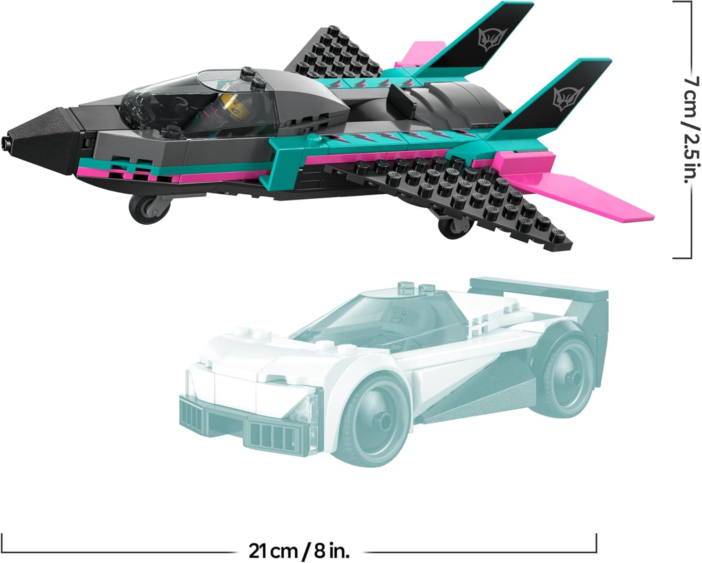 LEGO City Jato vs. Carro - Kit de Construção com Avião, Supercarro e Minifiguras de Piloto e Motorista - Ideia de Presente de Aniversário Criativa para Meninos a partir de 6 Anos - 60489