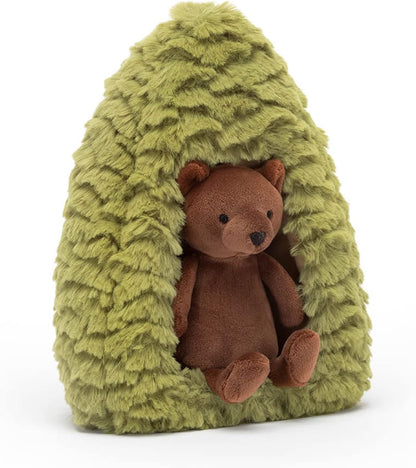 Jellycat Urso marrom Forest Fauna em formato de árvore de abeto, decoração de pelúcia colecionável