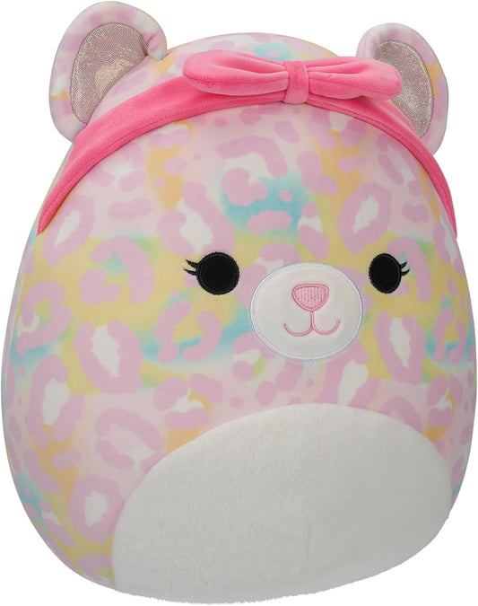 Squishmallows SQCR05426 Michaela Rainbow Leopard de 12 pulgadas con diadema rosa, multicolor