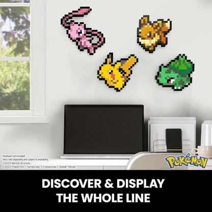 MEGA Conjunto de construção de bonecos de ação Pokémon, Eevee com 323 peças e estilo pixel retrô, para decoração de mesa ou parede, brinquedo de construção e exibição para colecionadores, HTH78