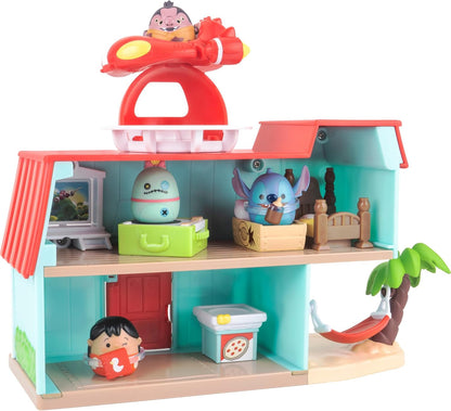 Squish-a-longs Conjunto de Brinquedo Casa da Lilo Disney Stitch inclui mini-Squish do Stitch, Jumba, Scrump e Lilo, além de acessórios