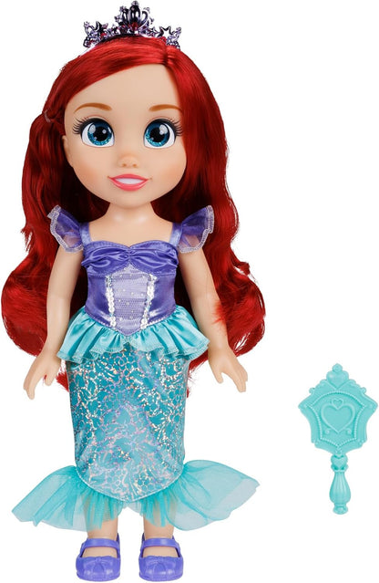 Disney Boneca Princess My Friend Ariel 35 cm Olhos com brilho cintilante, vestido de princesa removível, tiara, sapatos fáceis de calçar e tirar,