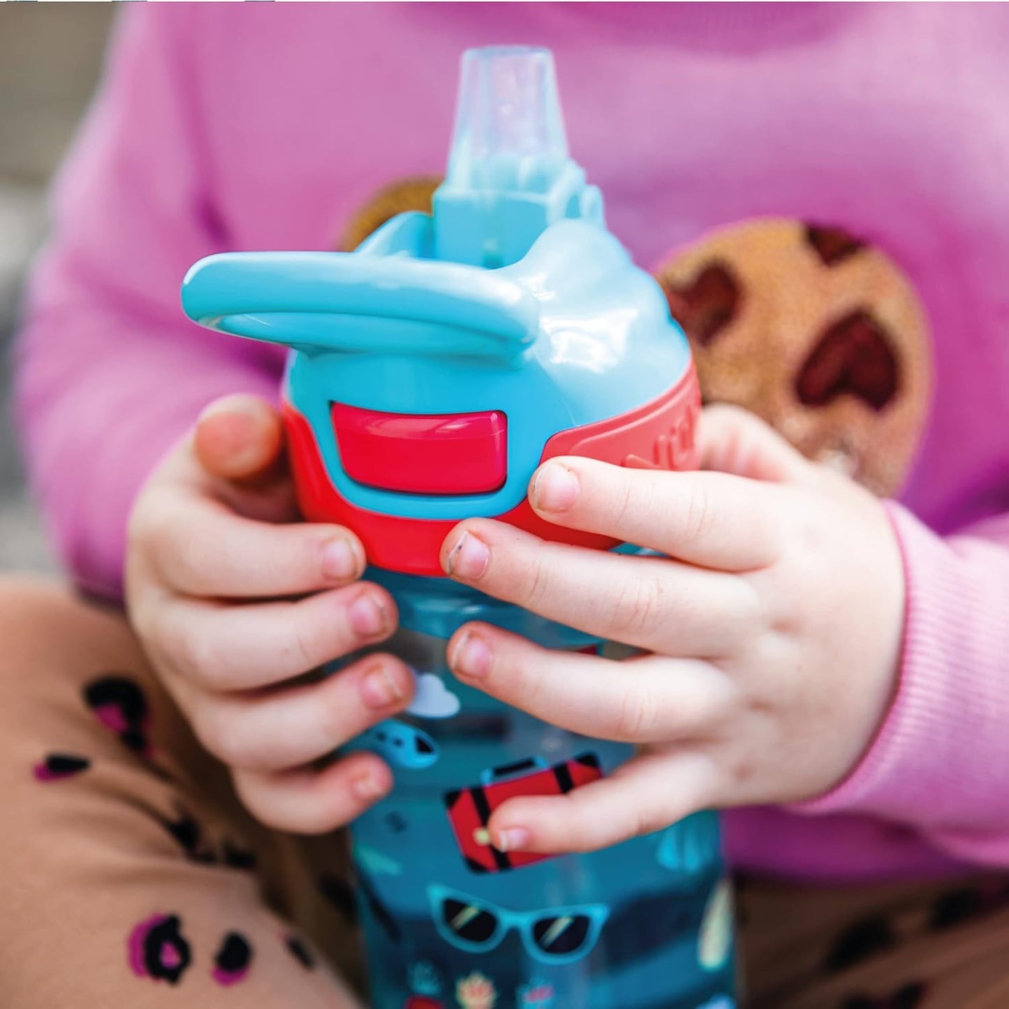 Nuby Garrafa de água Super Quench - Copo com canudinho antiderramamento para crianças pequenas | 540 ml/19 oz | Alça de transporte | Fluxo livre | Pode ser lavado na máquina de lavar louça e esterilizado | Copo adequado para crianças de 18 meses ou mais