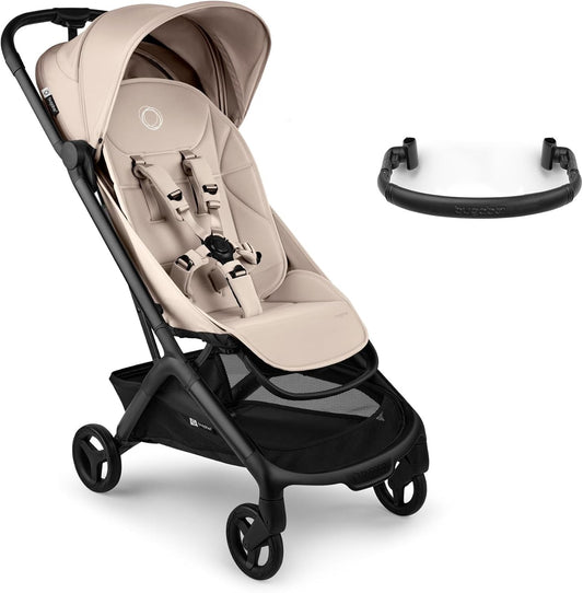 Bugaboo Carrinho de Bebê Butterfly 2 – Leve, Portátil e com Tamanho de Bagagem de Mão – Kit com Barra de Proteção – Dobragem com uma Mão, Assento Reclinável, Cesto de Armazenamento e Alça de Transporte – Desert Taupe