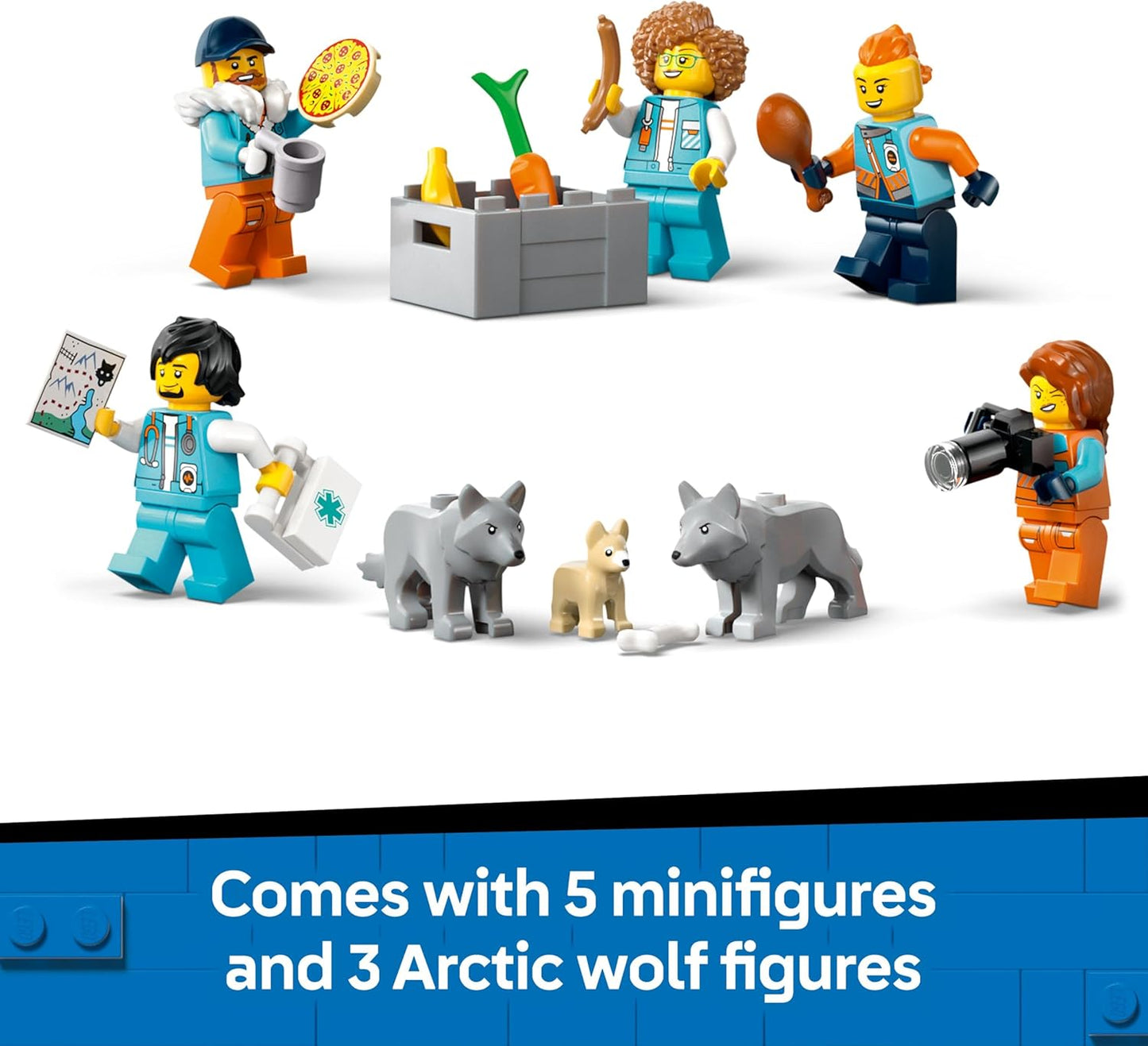 LEGO City Arctic Explorer Science Lab Truck Toy - Veículo de exploração com direção e suspensão - inclui uma scooter de neve, 5 minifiguras e 3 figuras de animais lobo - Presente para meninos a partir de 8 anos - 60471