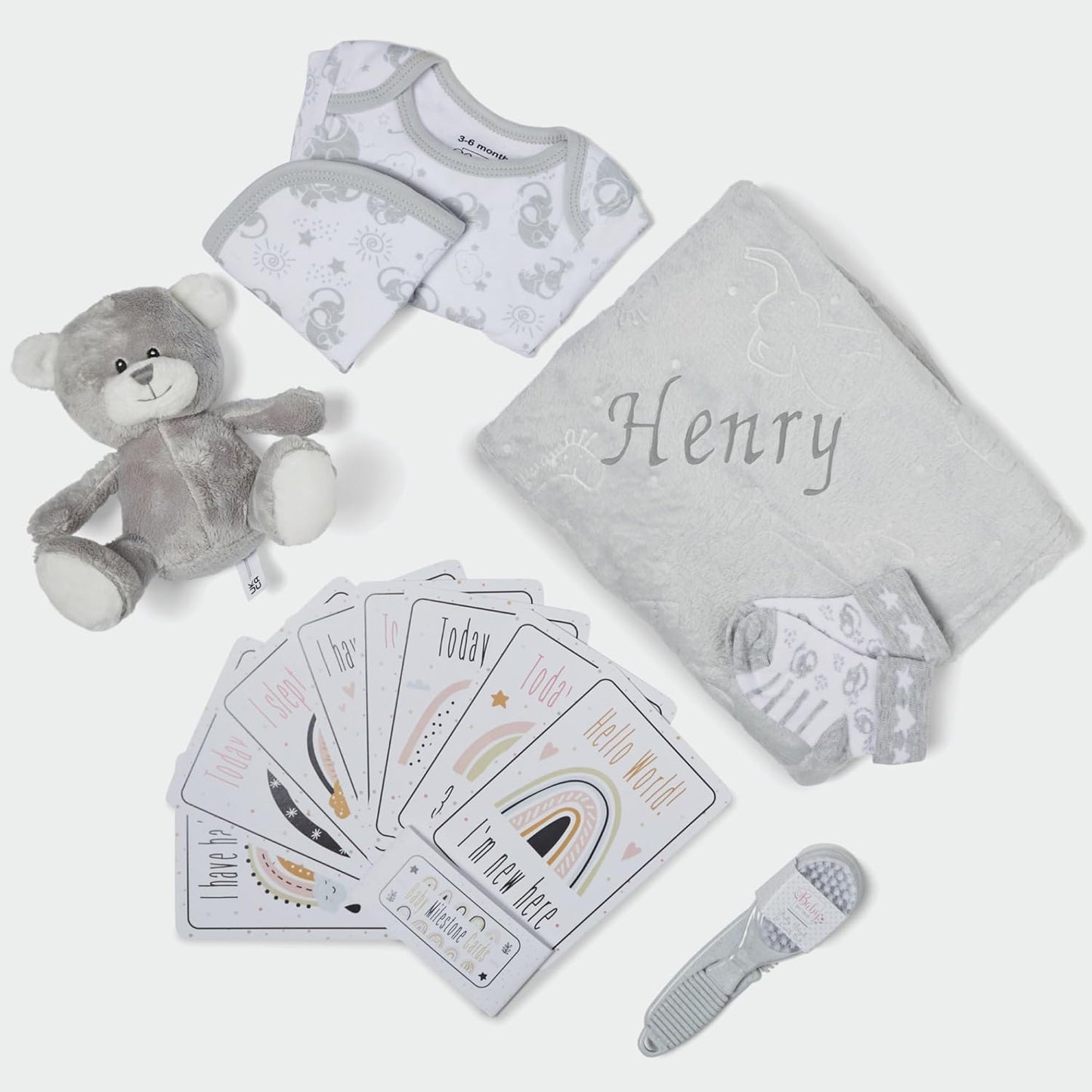 Presentes personalizados para bebês - Caixa de lembranças unissex inclui itens essenciais para bebês recém-nascidos, ursinho de pelúcia, itens essenciais para recém-nascidos e presentes para bebês