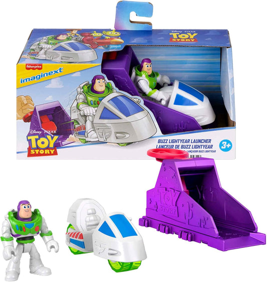 Fisher-Price Conjunto Mattel Imaginext Launcher com figura de ação de 7,6 cm e veículo de brinquedo, inspirado em Toy Story da Disney e Pixar (os personagens podem variar), JKW24
