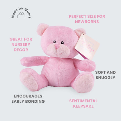 Baby Box Shop - Presentes personalizados para bebês unissex - Manta de bebê personalizada bege, azul, rosa e body de bebê personalizado com ursinho de pelúcia para bebê, ideal como presente de chá de bebê unissex e presente de batizado