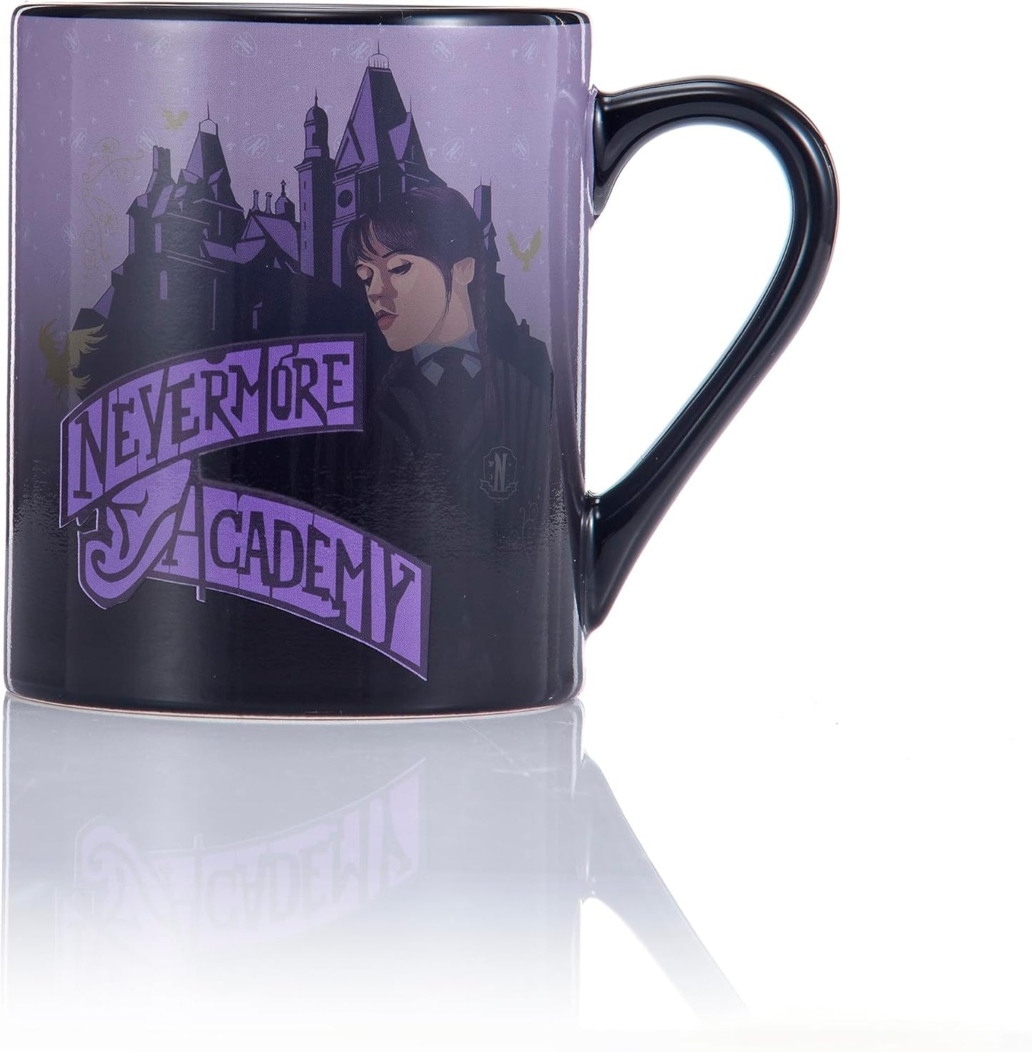 UAU! Caneca que muda de cor com o calor de Wednesday | Café ou chá quente revela a Academia Nevermore frequentada por Wednesday Addams | Caneca oficial para fãs da série Wednesday na Netflix