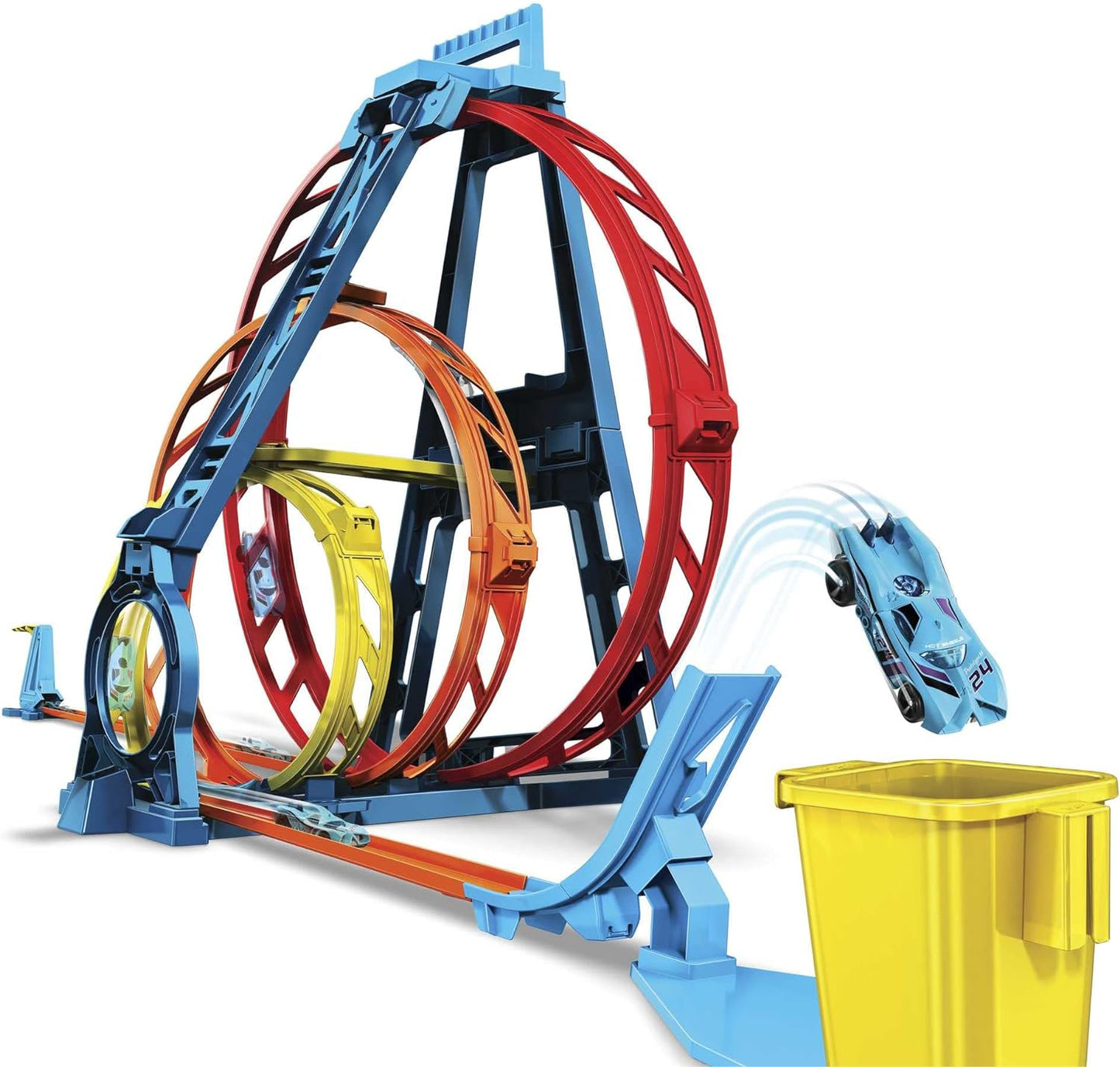 Fisher-Price Hot Wheels Track Builder Kit ilimitado de loop triplo Conjunto de presente dobrável de 3 loops para crianças de 6 a 12 anos e um veículo Hot Wheels em escala 1:64 com pontos de conexão, GYP65