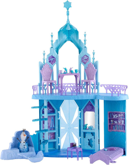 Mattel Conjunto de Brinquedo Castelo de Gelo da Elsa (Disney Frozen) da , com mais de 76 cm de altura | Inclui boneco do Olaf, 5 áreas de brincar, 21 acessórios e possibilidade de brincar em 360 graus; inspirado nos filmes Disney Frozen, JGG41
