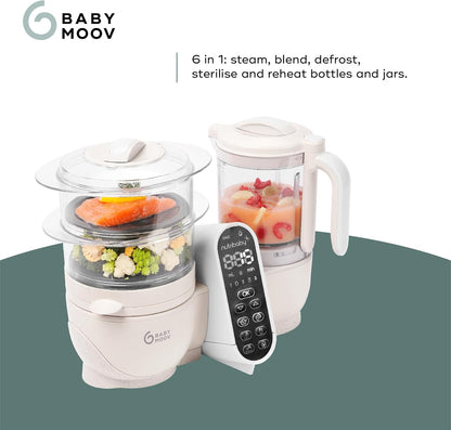 Babymoov Nutribaby Plus 6 em 1 Baby Food Maker, liquidificador e vaporizador de comida para bebê, processador de alimentos para desmame, aquecedor, descongelador, esterilizador, aprovado por nutricionista