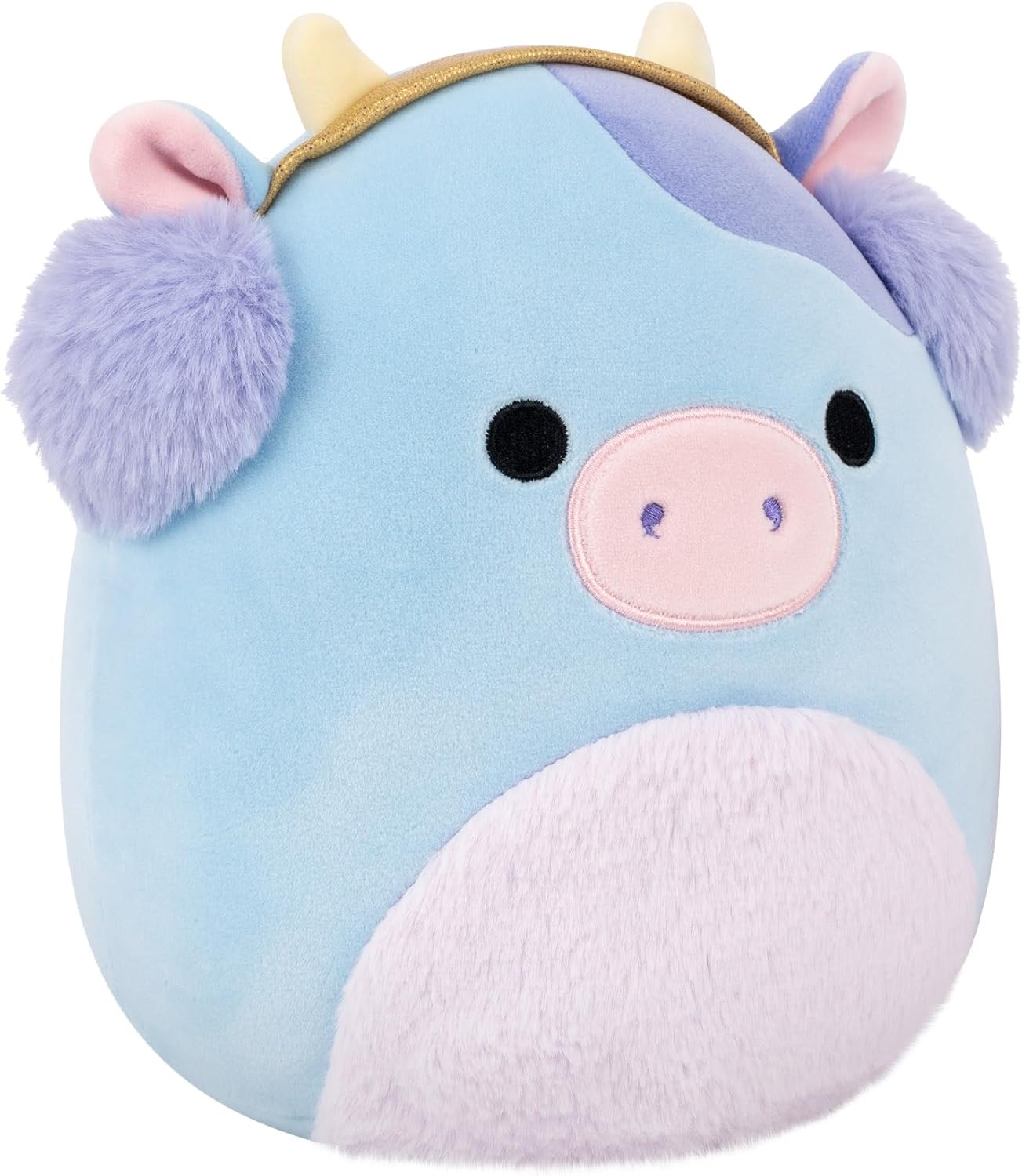 Squishmallows Original Clayton, a Vaca Azul de 19 cm com Protetores de Orelha, Pelúcia de Natal | Brinquedo de Pelúcia Colecionável e Fofo, Brinquedo Macio para Crianças, Ursinhos de Pelúcia Adoráveis