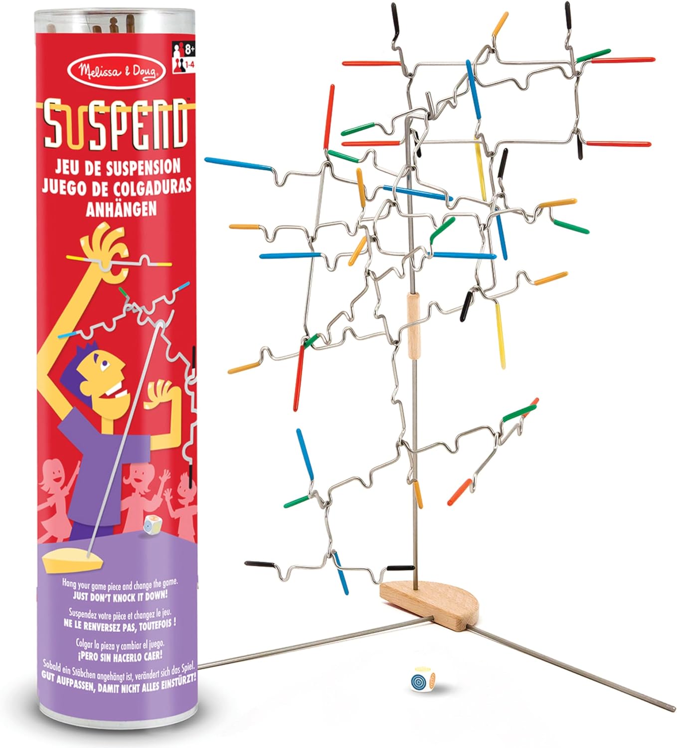 Melissa &amp; Doug suspenden juegos familiares para niños y adultos | Juego de mesa de juguete de equilibrio de torre apilable | Juegos de actividades para regalos familiares | Juegos de viaje al aire libre para niños de 8 a 12 años | Juegos