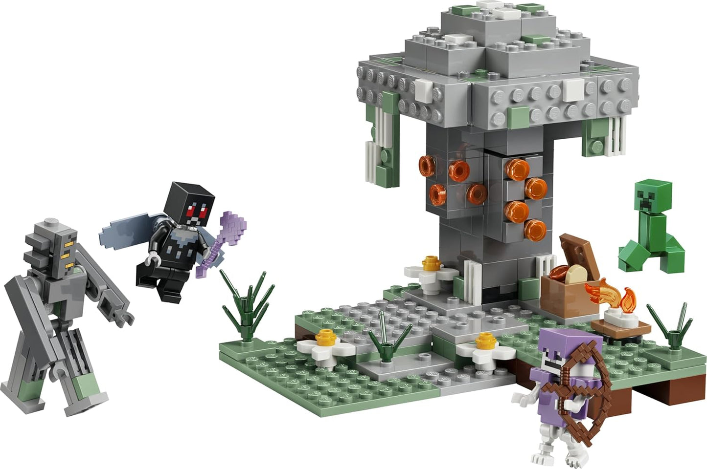 LEGO Minecraft O Jardim Pálido - Brinquedo em Miniatura com Minifigura Rangente e Figuras de Mobs Homem-Mariposa, Creeper e Esqueleto - Presente para Jogadores a partir de 7 Anos - 21586