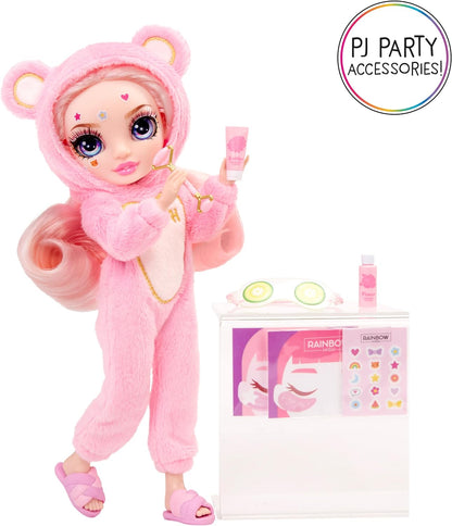 Rainbow High Junior High PJ Party - Bella (rosa) - Boneca articulada de 22 cm com macacão macio, chinelos e acessórios para brincar - Brinquedo infantil - Ótimo para idades de 4 a 12 anos