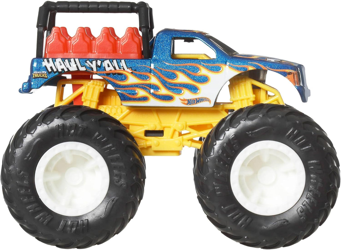 Hot Wheels Monster Trucks, Caminhões de Brinquedo Monster Trucks em Escala 1:64, Conjunto de 4, Rodas Gigantes, Personagens Favoritos e Designs Incríveis, JGD65
