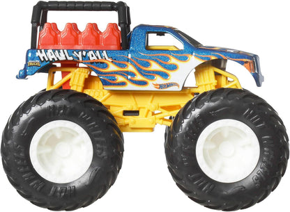 Hot Wheels Monster Trucks, Caminhões de Brinquedo Monster Trucks em Escala 1:64, Conjunto de 4, Rodas Gigantes, Personagens Favoritos e Designs Incríveis, JGD65