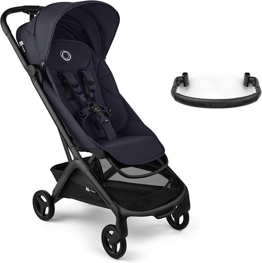 Bugaboo Carrinho de Bebê Butterfly 2 – Leve, Portátil e Tamanho de Bagagem de Mão – Kit com Barra de Proteção – Dobragem com uma Mão, Assento Reclinável, Cesto de Armazenamento e Alça de Transporte – Cor Deep Indigo