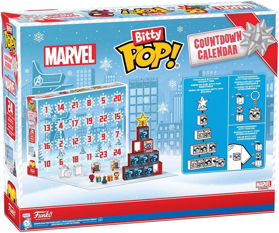Funko Bitty Pop! Calendário de Contagem Regressiva : Marvel Comics - Calendário do Advento - 24 Dias de Surpresa - Mini Figuras de Vinil Colecionáveis - Caixa Misteriosa - Ideia de Presente - Natal para Meninas, Meninos e Crianças