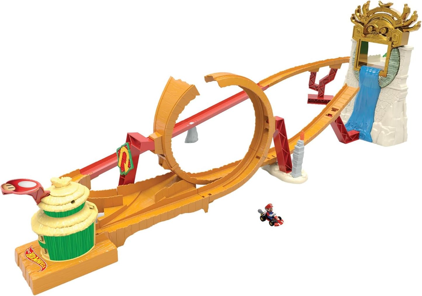 Hot Wheels The Super Mario Bros. Movie Track Set, Jungle Kingdom Raceway Playset com carrinho de brinquedo Mario em metal fundido, inspirado no filme, HMK49