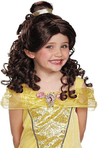 DISGUISE   Disney oficial premium princesa belle peruca vestido extravagante-feito com cabelo brilhante luxuoso-acessórios de princesa perucas infantis tamanho único