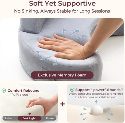 Momcozy Almofada de Amamentação com Cerca de Segurança Inovadora - Espuma Viscoelástica Firme e Elástica - Suporte Estável e Ergonômico para Conforto - Almofada de Amamentação Mais Larga, Ajustável, Capa Removível,