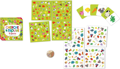 Janod - Mi primera búsqueda y descubrimiento - Tema de la granja - Juego de mesa para niños - Juego de observación - A partir de 3 años,