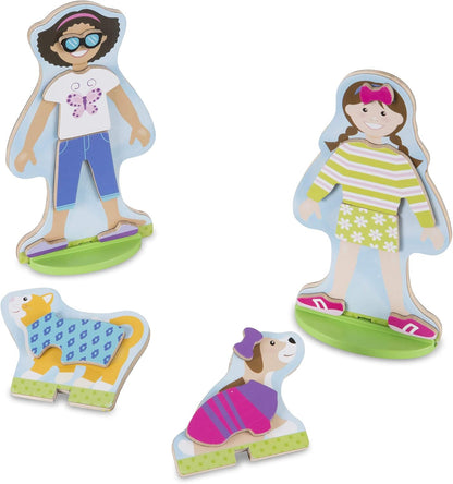Melissa & Doug Bonecas magnéticas Best Friends para crianças de 3 anos, conjuntos de artesanato infantil para meninas e meninos, kits de artesanato de bonecas de madeira para crianças de 3 anos ou mais, bonecas magnéticas para meninas