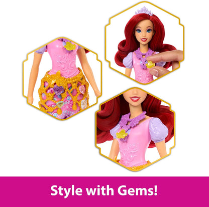 Mattel Boneca Disney Princess Ariel Surprise Fashion e Acessórios | 8 Surpresas, incluindo caixa com joia em formato de coração, anel para a criança e 9 peças para brincar; inspirada no filme A Pequena Sereia, JHL49