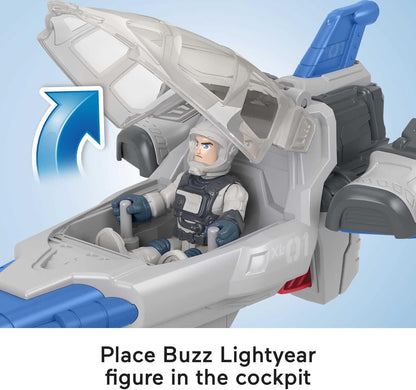 Nave espacial Imaginext Disney e Pixar Lightyear Hyperspeed Explorer XL-01 com figura do Buzz Lightyear para crianças em idade pré-escolar a partir de 3 anos, HGT32