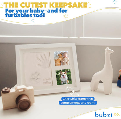 Bubzi Co Kit de criação de pegadas e impressões de mãos, fotos emolduradas para recém-nascidos, meninos e meninas, presentes para bebês, presente personalizado para marcos de bebês, porta-retratos de arte de memória para decoração