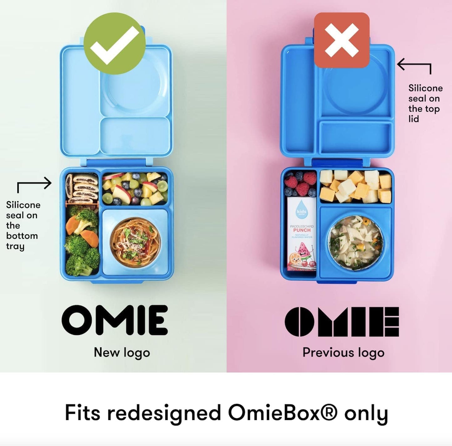 Omie Box (paquete de 2) recipientes de viaje a prueba de fugas, recipiente para aderezo de ensalada, recipientes para condimentos con tapas, silicona segura para alimentos, 4 oz (azul/lima)