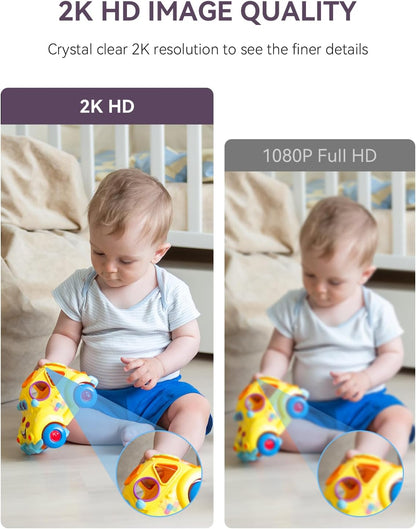 Monitor para bebês/animais de estimação para segurança interna, monitoramento com aplicativo para smartphone, Monitor para bebês/animais de estimação para segurança interna, monitoramento com aplicativo para smartphone, resolução 2K QHD